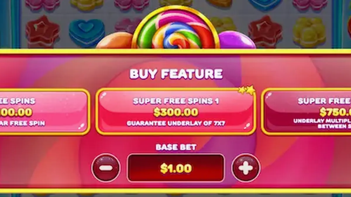 Tampilan visual slot Candy Rush dengan latar belakang tropis yang cerah.