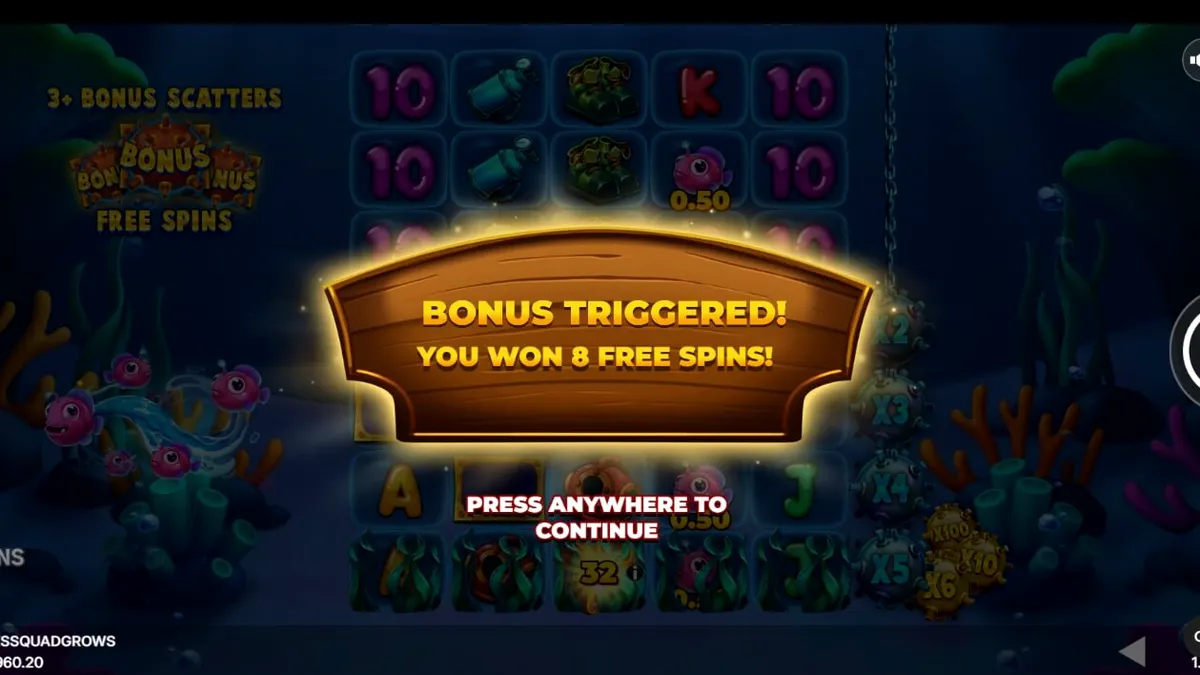 Tampilan visual slot Fishin’ Madness Quadgrows dengan tema bawah laut yang dinamis