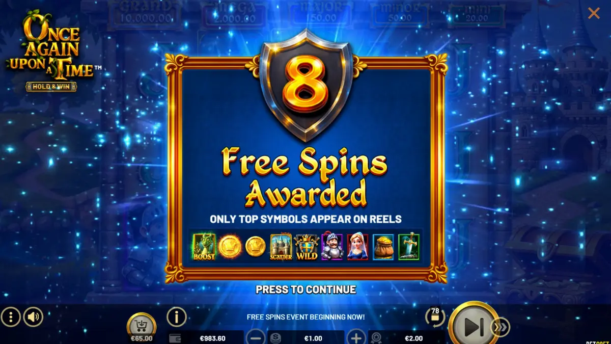 Tampilan visual slot Once Again Upon A Time dengan tema fantasi abad pertengahan